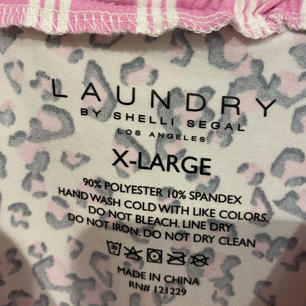 Laundry By Shelli Segal Pink Leopard Pajama Top - Picture 3 of 4